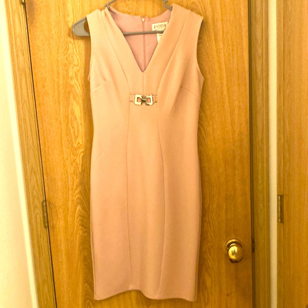 Pink sleeveless 3/4 length dress-Size 4